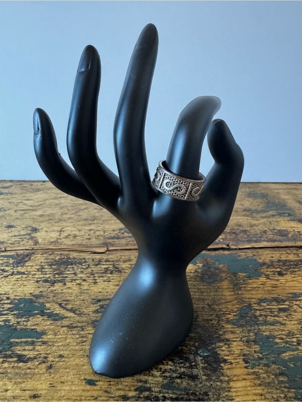 Intricate Filigree 925 Silver Wide Band Ring - Women Jewelry